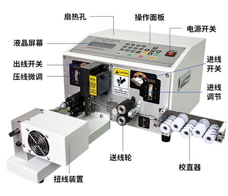 Automatic Wire Stripping, Cutting, Twisting, and Tinning Machine with LCD Screen and Adjustable Wire Straightening Mechanism