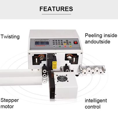 Two Wires Flat Sheathed Cable Jacket Stripping and Inner Cores Stripping Twisting Machine Dual-Head Wire Cut Strip Twist Machine