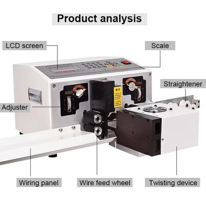 Two Wires Flat Sheathed Cable Jacket Stripping and Inner Cores Stripping Twisting Machine Dual-Head Wire Cut Strip Twist Machine