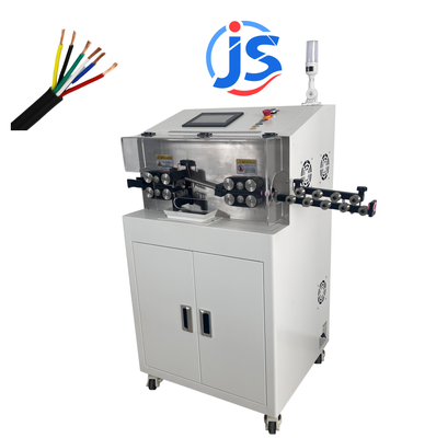 JunSheng Multi-function Cable Stripping Machine with 8-wheel Feeding, 7-inch PLC Screen and High Speed Steel Blades