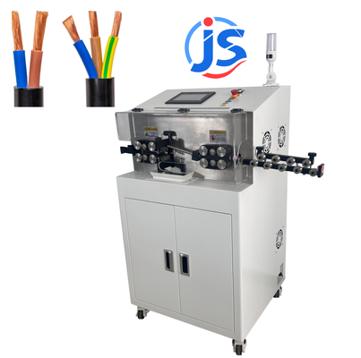 JunSheng Multi-function Cable Stripping Machine with 8-wheel Feeding, 7-inch PLC Screen and High Speed Steel Blades