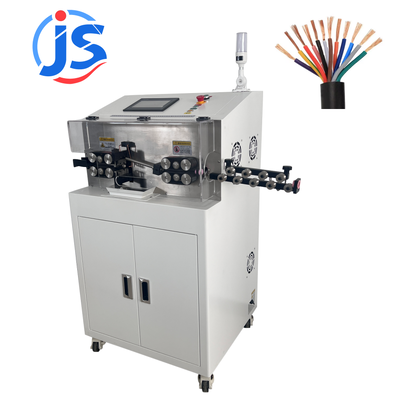 JunSheng Multi-function Cable Stripping Machine with 8-wheel Feeding, 7-inch PLC Screen and High Speed Steel Blades