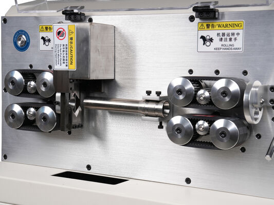 8-Wheel Belt Drive Wire Harness Cable Cutting & Stripping Machine with 7 Inch PLC Screen and High Speed Steel Blade