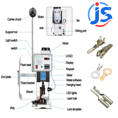 Semi Automatic Terminal Crimping Machine with 2Ton Crimp Pressure, 750W Power, and Compact 30*30*65cm Size