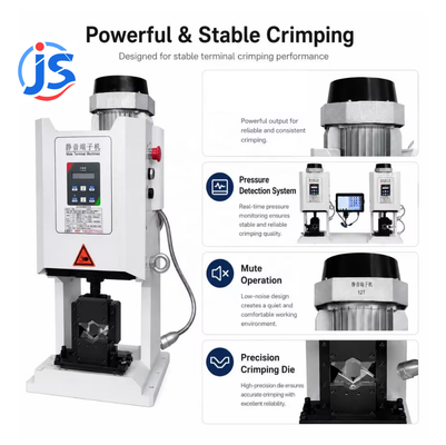 Semi-Automatic Cable Wire Stripping and Terminal Crimping Machine with 8Ton Crimp Pressure, Compact Design, and Low Noise